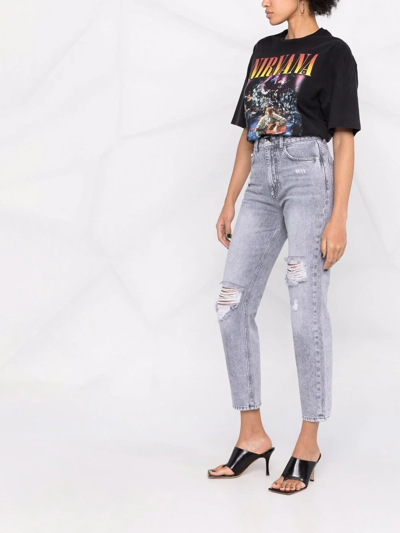 Shop Philipp Plein Ripped Cropped Jeans In Grey
