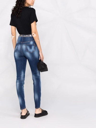Philipp Plein Super High Waist Denim Jeggings In Blau