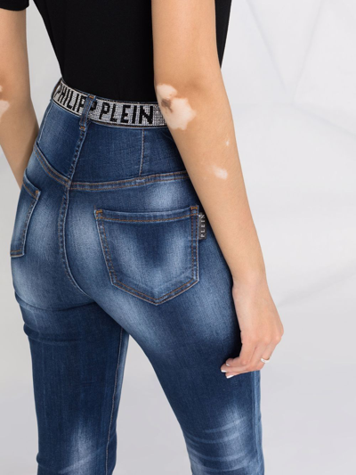 Philipp Plein Super High Waist Denim Jeggings In Blau