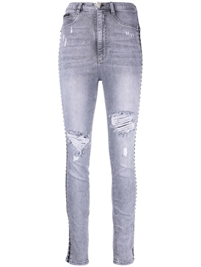 Shop Philipp Plein High Waist Jeggings In Grau