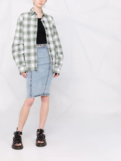 Philipp Plein Stones Denim Skirt In Blau