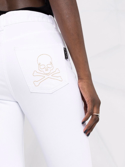 Shop Philipp Plein High-waisted Flared Jeans In White