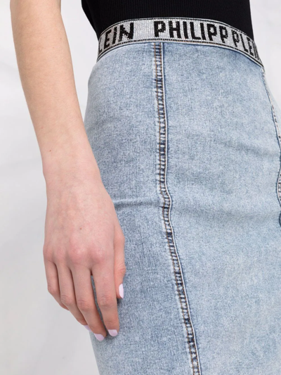 Philipp Plein Stones Denim Skirt In Blau