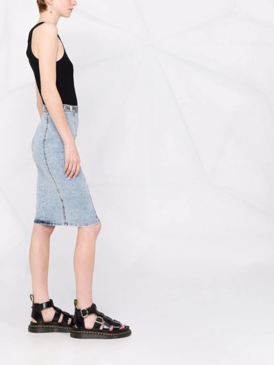 Philipp Plein Stones Denim Skirt In Blau