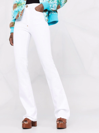 Philipp Plein High-waisted Flared Jeans In White