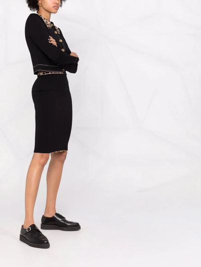 Shop Philipp Plein Leopard Print Waistband Skirt In Black