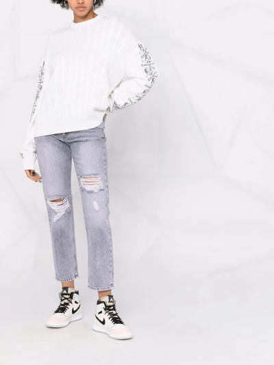 Philipp Plein Sequin Skull Pullover Jumper In Neutrals