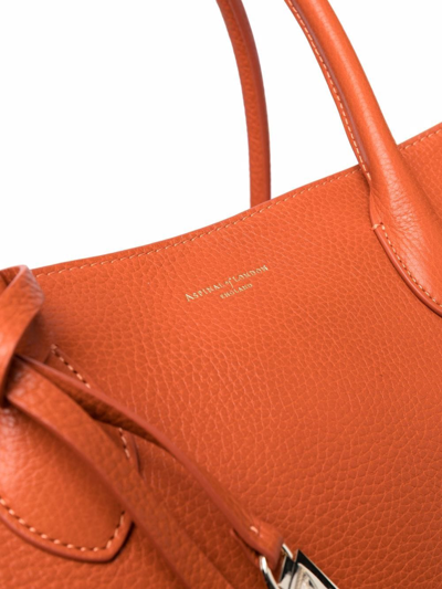 Shop Aspinal Of London London Leather Tote Bag In Orange