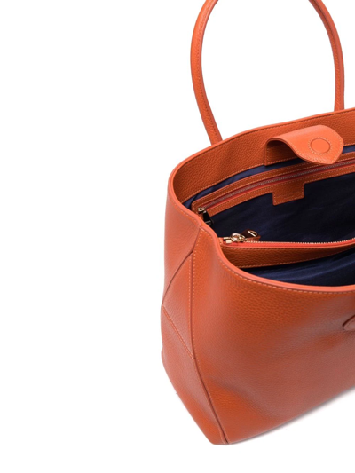 Shop Aspinal Of London London Leather Tote Bag In Orange