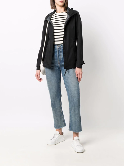 Woolrich Logo-patch Drawstring-hood Raincoat In Schwarz