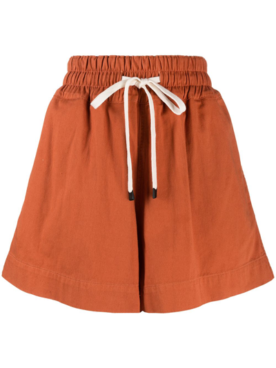 Shop Bassike High-waist Drawstring Shorts In Orange