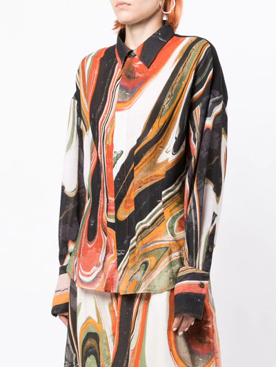 Shop Bassike Abstract-print Cotton Shirt In Mehrfarbig