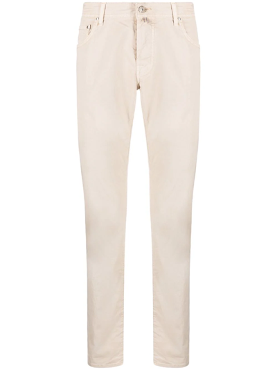 Shop Jacob Cohen Low-rise Slim-fit Trousers In Nude