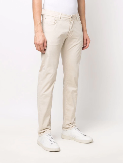 Shop Jacob Cohen Low-rise Slim-fit Trousers In Nude