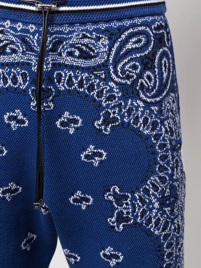 Amiri Tapered Bandana-jacquard Cotton And Cashmere-blend Sweatpants In Blau