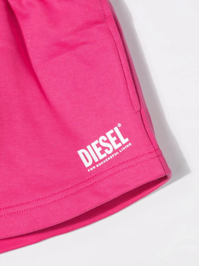 Shop Diesel Paggyl Logo-print Drawstring Shorts In Pink
