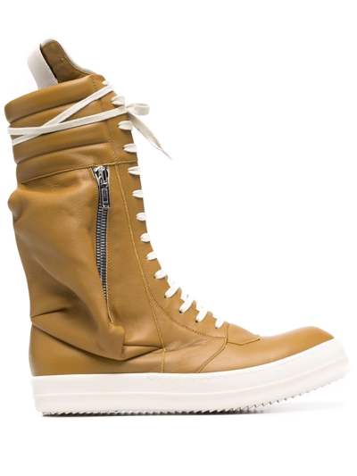 Rick Owens Zip-detail Lace-up Boots In Brown | ModeSens