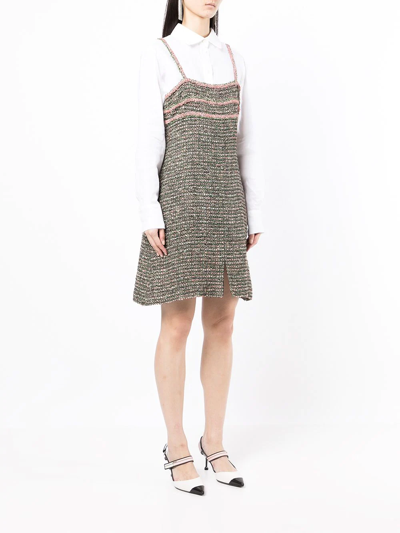 Pre-owned Chanel Tweed Sleeveless Minidress In Green