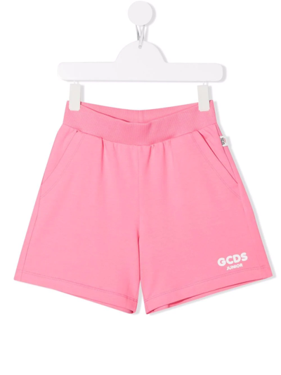 Shop Gcds Logo-print Track Shorts In Pink