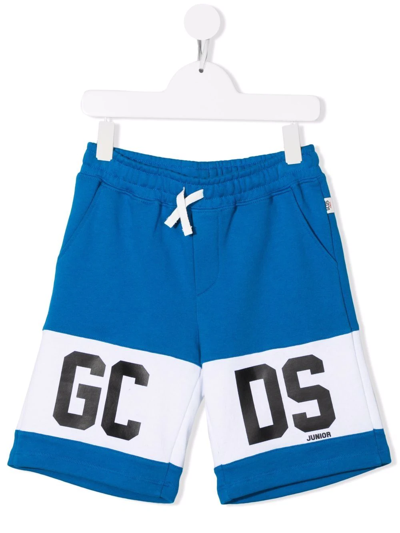Gcds Logo-stripe Track Shorts In Blue
