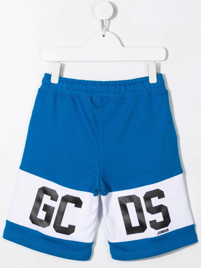 Gcds Logo-stripe Track Shorts In Blue