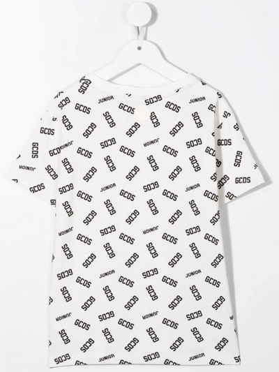 Gcds Teen Cotton Logo-print T-shirt In White