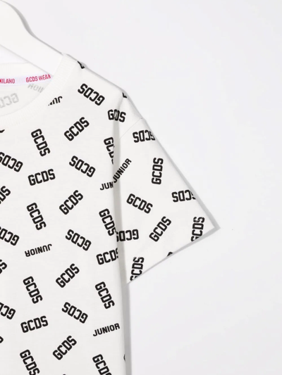 Gcds Teen Cotton Logo-print T-shirt In White