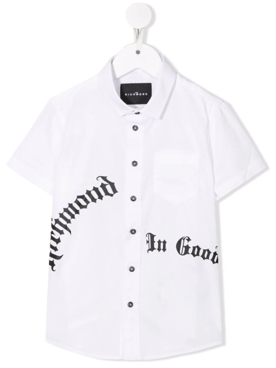 Shop John Richmond Junior Blackletter-logo Short-sleeve Shirt In White