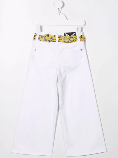 Shop John Richmond Junior Scarf-belt Wide-leg Trousers In White