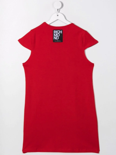 Shop John Richmond Junior Teen Logo-print Midi Dress In Red