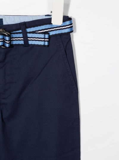 Shop Ralph Lauren Slim-cut Belted Trousers In Blue