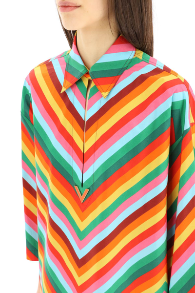 Shop Valentino Rainbow Shirt In Green,yellow,red