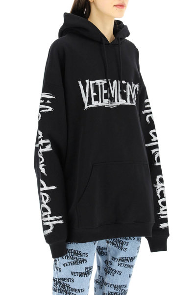 Shop Vetements World Tour Hoodie In Black,silver