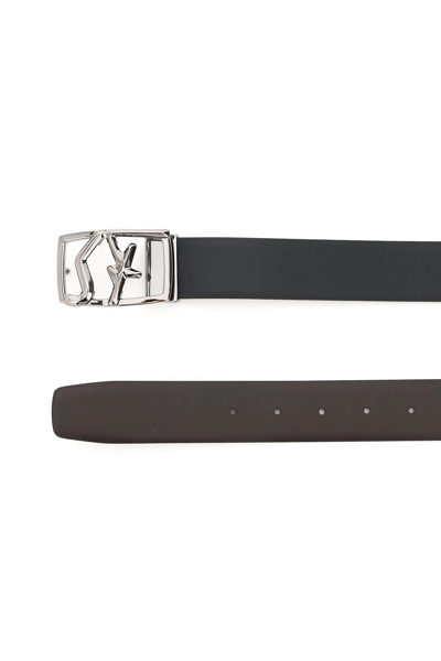 Shop Ferragamo Reversible Belt With Sf Buckle In Black,brown