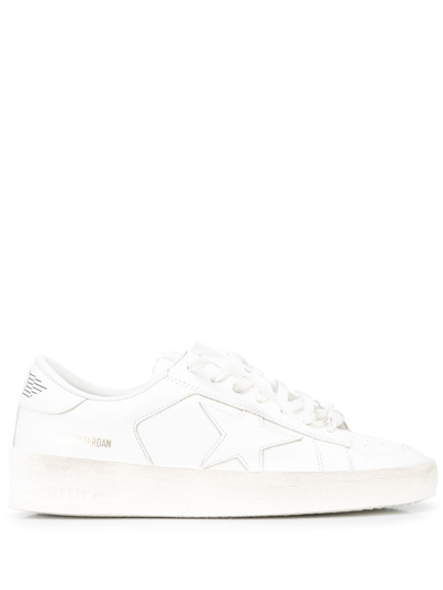 Shop Golden Goose Stardan Leather Sneakers In White