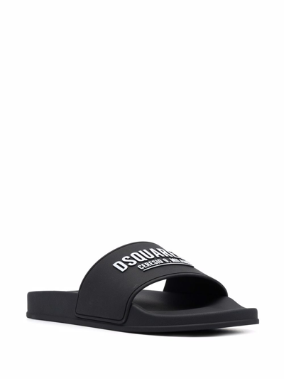 Shop Dsquared2 Logo Slippers In Black