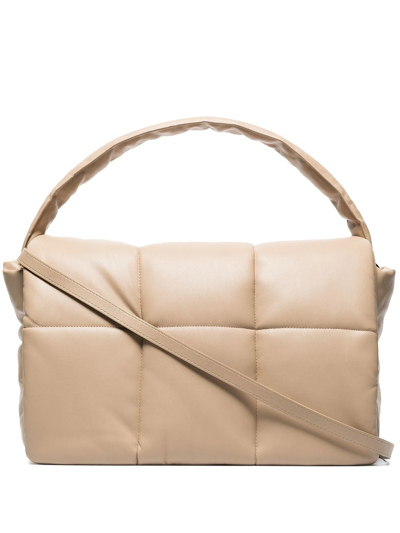 Shop Stand Studio Wanda Padded Quilted Shoulder Bag In Neutrals