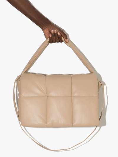 Shop Stand Studio Wanda Padded Quilted Shoulder Bag In Neutrals