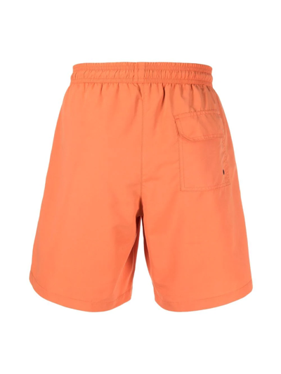 Heron Preston Logo Drawstring Swim Shorts In Orange