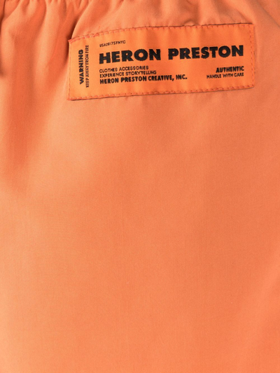 Heron Preston Logo Drawstring Swim Shorts In Orange