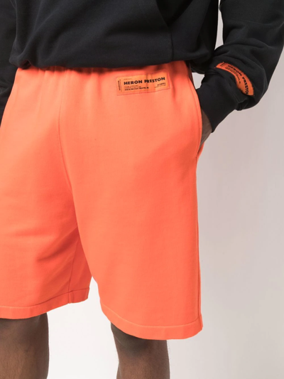 Heron Preston Recycled Cotton Track Shorts In Orange