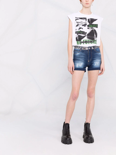 Philipp Plein Stones Hot Pants In Blue