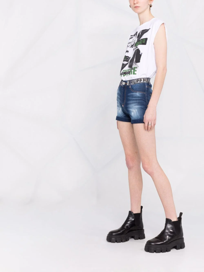 Philipp Plein Stones Hot Pants In Blue