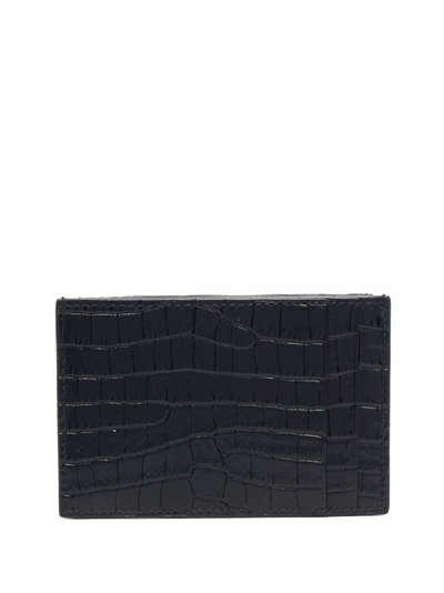 Shop Saint Laurent Uptown Crocodile-embossed Card Case In Black