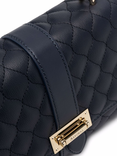 Shop Aspinal Of London Lottie Quilted Leather Bag In Blue