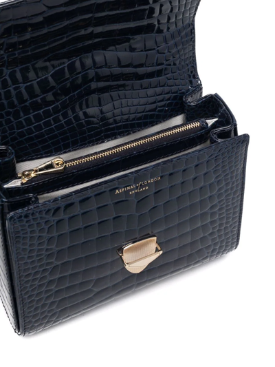 Aspinal Of London Mayfair Midi Crocodile-embossed Bag In Blue