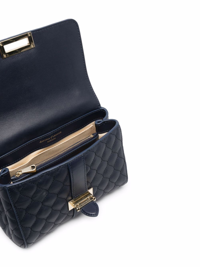 Shop Aspinal Of London Lottie Quilted Leather Bag In Blue