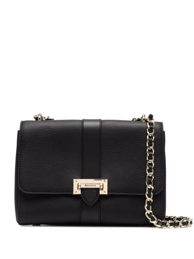 Shop Aspinal Of London Lottie Pebbled Leather Bag In Black