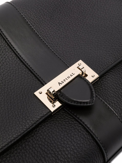 Shop Aspinal Of London Lottie Pebbled Leather Bag In Black