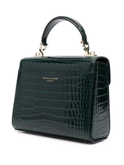 Shop Aspinal Of London Mayfair Midi Crocodile-embossed Bag In Green